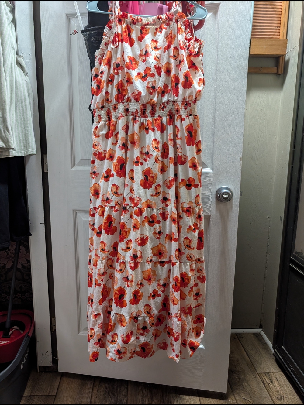 Matilda Jane White Maxi Dress with Orange Floral Print